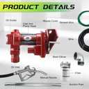 12V Fuel Transfer Pump w/Manual Nozzle, 20 GPM High Flow DC Diesel Transfer Pump, Gas Heavy Duty Transfer Pump with Filter for Gasoline, Diesel, Kerosene, Biodiesel and More