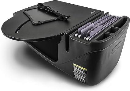 AutoExec Roadmaster Car Desk for Your Vehicle Workstation and Mobile Office, Birch, with Phone Mount, Suction Phone Mount, Style: Desk only, 
Desk Dimensions: 25.25" L x 21.25" W x 11" H, 15 pounds; Fits most cars, smaller SUV’s, and Mini-Vans