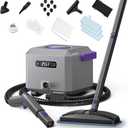 Steam Cleaner: 1650W, Fast 50-Sec Heat-Up-21-Piece Kit Refill Anytime-No Cooling-Detachable Hose Steamer Mop for Home Use Car Bed Bathroom Tile Grout Floor Cleaning And More Black