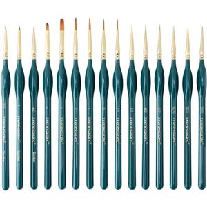 Transon 15-Piece Fine Detail Miniature Painting Brush Set for Acrylics, Watercolors, Crafts, Rocks & Face Painting