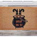 VCNY Home - Doormat, Outdoor Coir Welcome Mat, Witch Cauldron Design, Spooky Home Decor (Halloween Collection, 18" x 30")