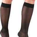 Truform Sheer Compression Stockings, 15-20 mmHg, Women's Knee High Length, 20 Denier, Black, X-Large