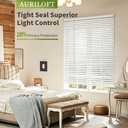 AURILOFT No Drill Cordless Vinyl Mini Blinds,White,27.5" W x 64" H