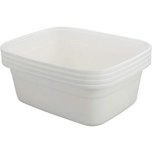 12 Quart Plastic Wash Basin, 4 Pack Dish Pan, White