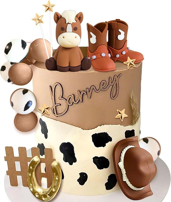 JeVenis Deco cake cowboy rodeo hat cowboy birthday decorations western horse cowgirl boots equestrian balls