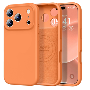 Vooii Magnetic for iPhone 17 Pro Max Case, Compatible with Magsafe (Premium Liquid Silicone) (Integrated Camera Control Button) Full Body Protective Anti-Scratch Microfiber Lining 6.9", Orange