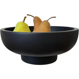 OAKOA Concrete Black Decorative Bowl for Home Decor - Black Fruit Bowl - Modern Pedestal Coffee Table Bowl for Entryway Table