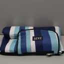ZAZE Picnic Blankets Beach Blanket, 80''x80'' Extra Large Thick 3-Layers, Sandproof Machine Washable Waterproof Foldable Oversized XL Outdoor Mat, for Camping, Park, Travel, Grass(Blue White Stripe)