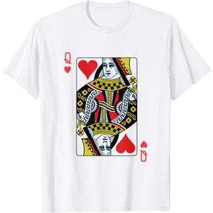 Queen of Hearts Playing Card Poker T-Shirt L