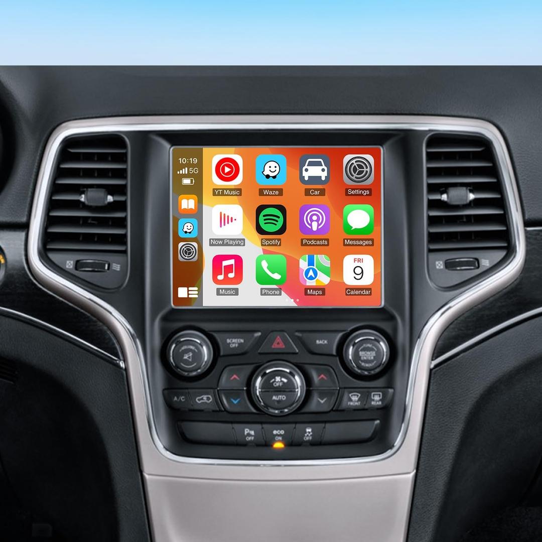 [4+64G] Car Radio for Jeep Grand Cherokee 2015 2016 2017 2018 2019 2020 2021 with Wireless Carplay Android Auto Bluetooth Touch Screen Car Stereo WiFi GPS Navigation SWC FM Radio