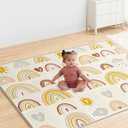 Blissful Diary Baby Play Mats for Floor, Reversible Soft Foam Playmat for Babies and Toddlers, Foldable Waterproof Baby Crawling Mat with Edge Reinforcement for Indoor & Outdoor, 78''x50''