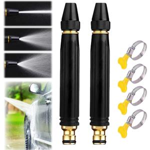2PCS Heavy Duty Adjustable Hose Nozzle, High Pressure Jet Sweeper Spray Nozzle with Leak-Proof Design, Metal Garden Hose Sprayer for Car Wash, Lawn, Patio Cleaning