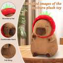 Capibara Plush Cute Capibara Stuffed Animal Kawaii Plush with Strawberry Hat Capibara Gifts Cute Plush Pillow Soft Toy Gifts for Kids Boys Girls 12 Inch