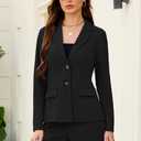 Women's 2 Piece Suits Business Casual Outfits Long Sleeve Solid Blazer with Pants Professional Office Work Sets (Black, Small)