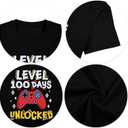 100 Days of School Shirt Boys Toddler Level 100th Days Unlocked Game Controller T-Shirt Crewneck Short Sleeve Tops (Black)