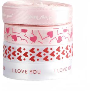 2 x Meseey 40 Yards 3/8 Inch Valentine's Day Ribbons Pink and Red Heart Satin Ribbon for Wrapping Party DIY Craft Decoration(40 Yards)