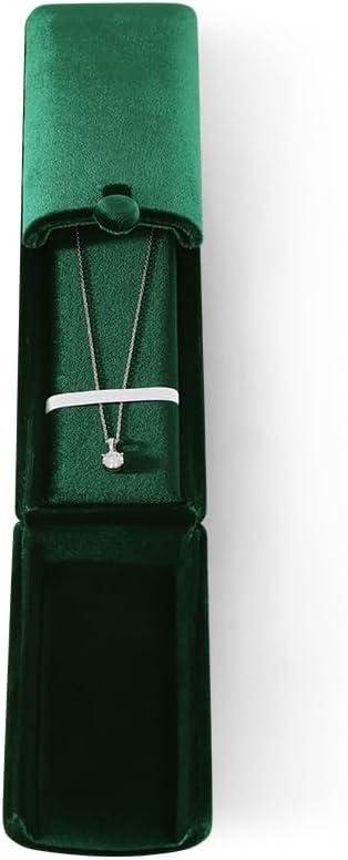 Bracelet Jewelry BoxVelvet Gift Boxes for WomenMen Valentine Necklace Long Display Cases (Green)