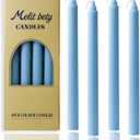 10in Vertical Stripe Taper Candles Set of 4 Pack Striped Tapered Candle, Tall Candlesticks,for Dinner Party Wedding, Home Decor,Kitchen Decors,Christmas,Halloween (4, Light Blue, 10in)