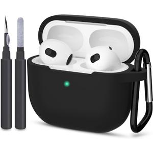 Compatible with AirPods 3 Case, Protective Silicone Cover for AirPods 3rd Generation Case 2021, Wireless Charging - Black