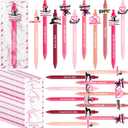 30 Set Gymnastics Party Favors Bulk Black Ink Retractable Ballpoint Pens with Gymnast Inspirational Bookmarks Graduation Gift Gymnastics Team Gifts for Women Birthday Goodie Bag Stuffers(Pink)