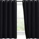 NICETOWN Truly Blackout Curtains 57 inches Length, 2 Thick Layers Completely Blackout Window Treatment Thermal Insulated Lined Drapes for Basement Window (Black, 1 Pair, 55 inches Width Each Panel)