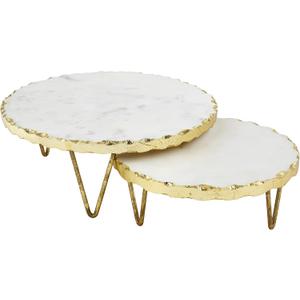 Mud Pie Marble and Gold Edge Riser Set, small 3" x 8" dia | large 4" x 10" dia