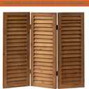 SOFE Wood Short Privacy Screen Indoor, 2.6 Ft Tall Shutters Folding Room Dividers 3 Panel, Brown Room Partitions and Dividers Freestanding, Farmhouse Foldable Wall for Home Bedroom Office