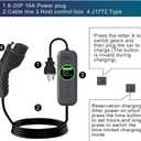 1+2 EV Charger Level Portable Electric Car Charger 6-20P 16A Power Plug 3.5KW 110V-240V for J1772 Electric Cars (Applicable to Household Electricity)