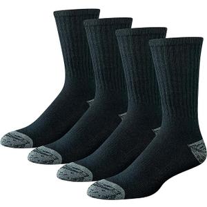 Amazon Essentials Men's Cotton Breathable Cushioned Performance Work Crew Socks, 4 Pairs
, black, size 13-15
