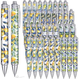 Sayglossy 36 Pcs Italian Lemon Gifts Bulk Ballpoint Pens in Black Ink Amalfi Coast Souvenir Retractable Pens Italian Gifts for Women Girls Students Graduation Birthday Lemon Party Favors