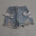 Verdusa Toddler Girl's Jeans Shorts Cute Coquette Bowknot Ripped Distressed Denim Shorts, No Size