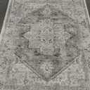 LIVEBOX Washable Area Rug 5x7 - Large Vintage Tribal Living Room Rug Vintage Non-Slip Indoor Rugs for Bedroom, Low-Pile Retro Carpet Print Distressed Accent Rugs for Nursery Entryway Office, Sage