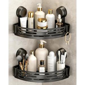 Corner Shower Caddy Suction Cup, 2 Pack Triangle Corner Shower Shelves No Drilling Bathroom Organizers and Storage, Removable Waterproof Showers Bathroom Shelf Rack