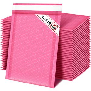 Henoyso 30 Pcs Extra Large Bubble Mailers 14 x 19 Inches Resealable Padded Envelopes Waterproof Shipping Bags Poly Padded Mailers Bulk for Mailing Packaging Small Business(Pink)