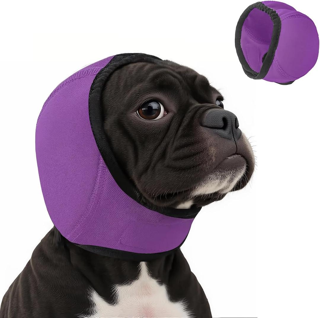 Dog Ear Muffs Noise Protection, Stress-Reducing, Comfortable, Perfect for Thunderstorms, Noise,Vet Visits & Preventing Water (Purple, S)