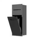 SUPERFLO 3 Gallon Bathroom Trash Can Tilt Out Trash Bin Cabinet, Hidden Trash Can Cabinet Recessed Wall Mounted Stainless Steel with Toilet Paper Holder for Bathroom/Bedroom/Office Renovation, Black