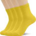 Azwelier Unisex Colorful Quarter Ankle Athletic Socks Breathable Cotton Blend Crew Style 4 Pairs Pack (Large, Yellow)