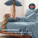 Bedsure Deep Pocket Queen Sheets - 6 Piece, Prewashed Ultra-Soft Queen Sheet Set, Fits Mattresses Up to 18 Inches Thick, Breathable & Secure Fit, Hotel Luxury Bedding, Dusty Blue