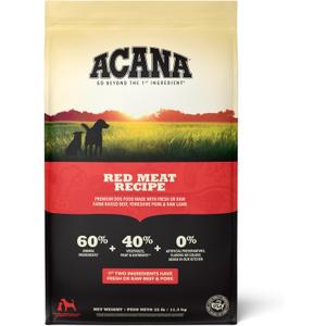 ACANA Grain Free Dry Dog Food Red Meat Recipe 25lb Bag (25 Pound (Pack of 1)) (BB: 11/04/2027)