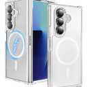 One Piece Design Clear Magnetic Case for Samsung Galaxy Z Fold 6, Fit for Magsafe, Ultra Thin, Shockproof Anti Yellow Transparent Back Integrated Bumper Wireless Charge Mag-Safe Cover for Fold 6