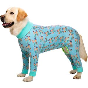 Lightweight Dog Onesie, Christmas Recovery Suit for Medium/Large Dogs, Cotton Dog Pajamas, Full Belly, Christmas Elk, Unisex (30 (Chest 29.92 in | Backlength 19.69 in))