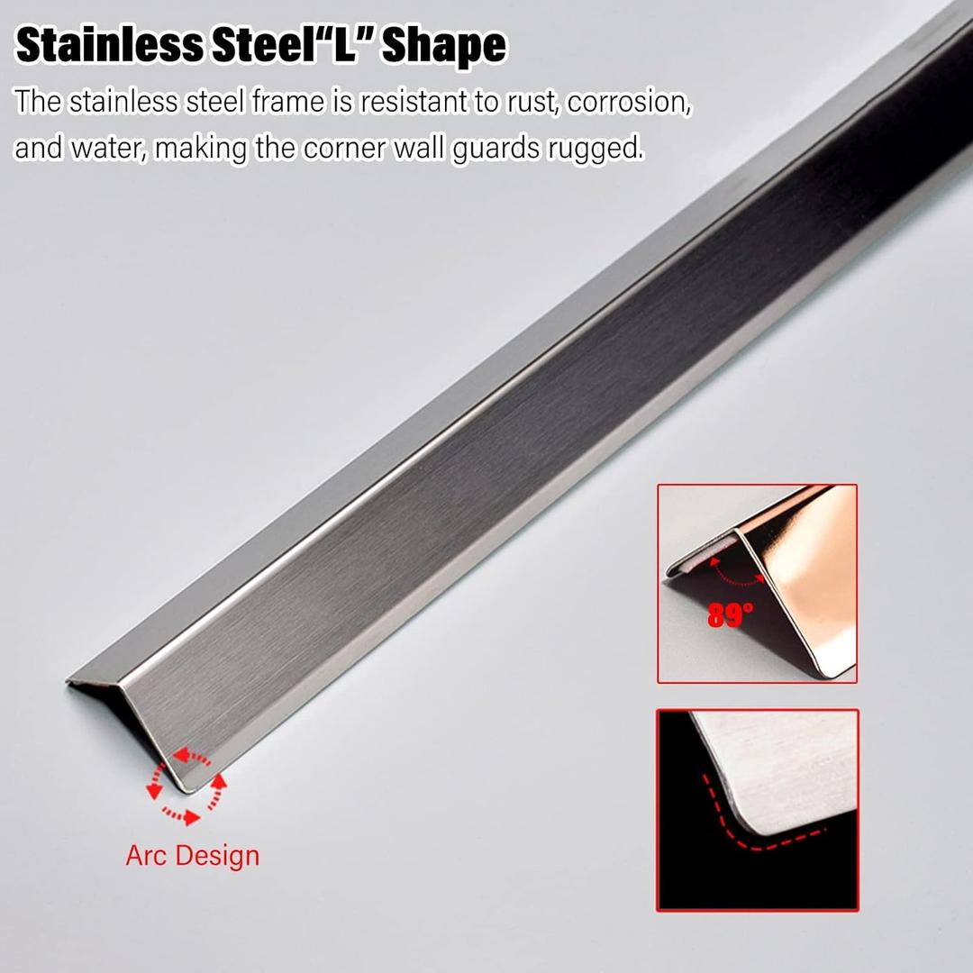 Wall Corner Guards to Protect Walls, 1 Pack Edging Trim Strip Table Bumper Window Sill Protector 90° Angle Molding, Silver Reflective (45")