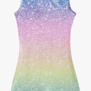 Funnycokid Girls Gymnastics Leotards with Shorts Sparkle Dance Unitards Mermaid Active Biketards 2-10 Years, 150