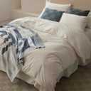 Double Stitch 100% Organic Cotton Duvet Cover - Soft 3 Piece Bedding Set King Size, 300 TC Luxury Hotel Sateen Weave, GOTS Certified Long Staple Cotton, Made in India, Coconut Milk