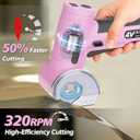 2026 Upgraded Cordless Electric Scissors - Oversized 1.84" Tungsten Blade, Wider Opening & 1/3" Max Cut, 320RPM, 3-Speed Powerful Rotary Cutter for Cardboard, Fabric, Leather & DIY Crafts, Pink