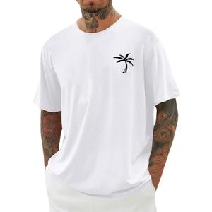 Mens Short Sleeve T-Shirt Graphic Loose Fit Tee Crew Neck Palm Tree Summer Shirts, XXLarge