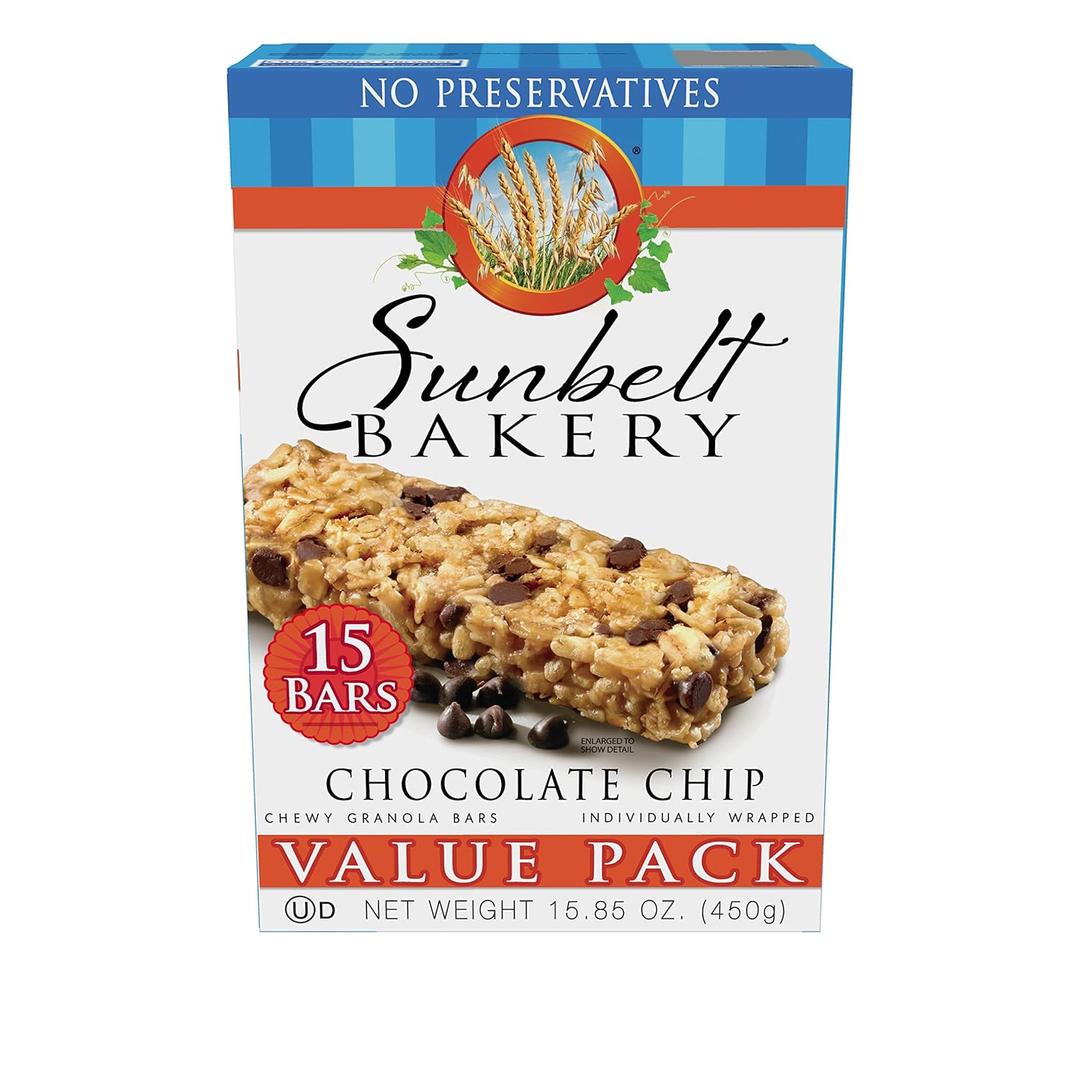 Sunbelt Bakery Chewy Chocolate Chip Granola Bars, 1.1 oz Bars, 15 Count, Best By: NOV 16 25