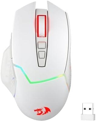Redragon M690 PRO Wireless Gaming Mouse, 8000 DPI Wired/Wireless Gamer Mouse w/Rapid Fire Key, 8 Macro Buttons, Ergonomic Design for PC/Mac/Laptop, White