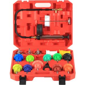 18PCS Radiator Pump Pressure Tester Kit, Pressure Leak Tester Tool Kit for Automotive Cooling System Water Tank Leakage Detection