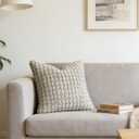 Pillow Cover 24x24 1 Piece Velvet Euro Sham Decorative Farmhouse Pillowcase Boho Square Cushion Covers Soft Bubble Texture for Couch Sofa Bed Bedroom Car Living RoomBeige Gray